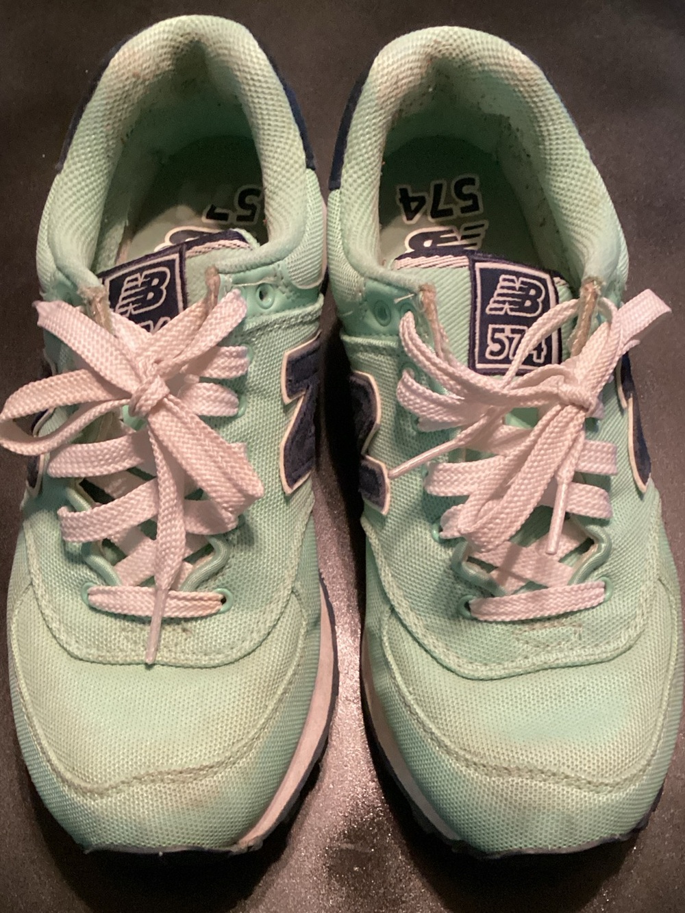 New Balance Kids Mint Green and Navy 574 Sneakers